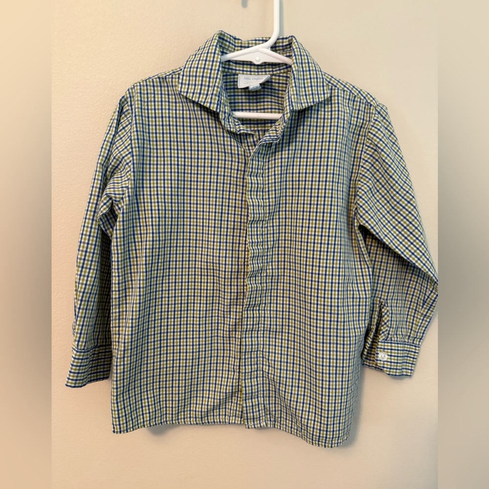 Little English Green and Blue Checkered Button-Up Shirt